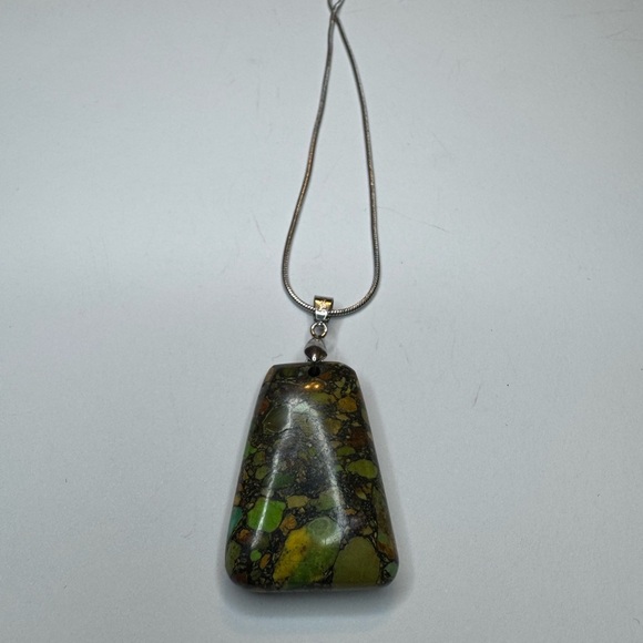 Tibetan Turquoise Pendant - 18K Gold Plated Bail - Picture 1 of 4